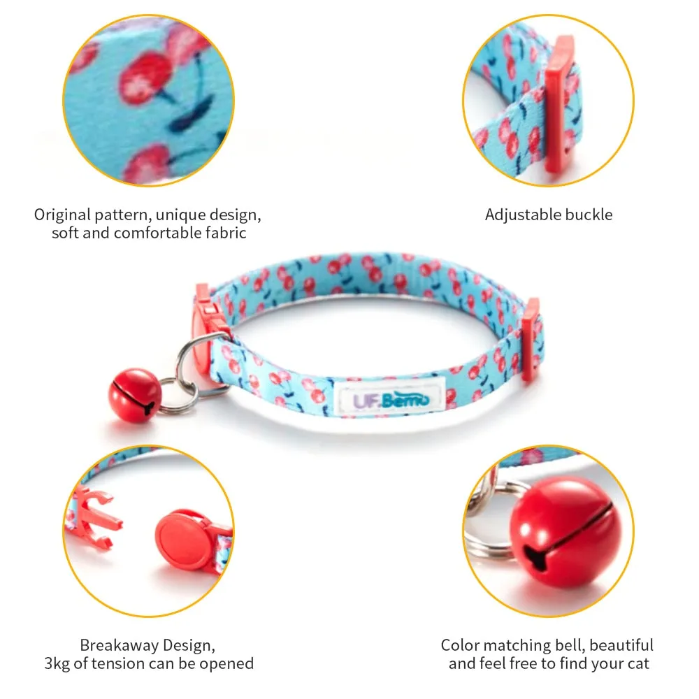 2 Pack Cat Collar with Bell Adjustable for Puppy Kittens Necklace Cat Accessories Collar