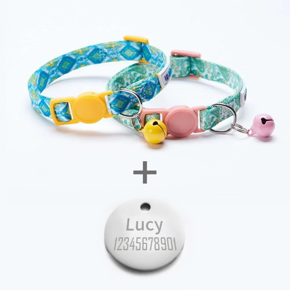 2 Pack Cat Collar with Bell Adjustable for Puppy Kittens Necklace Cat Accessories Collar