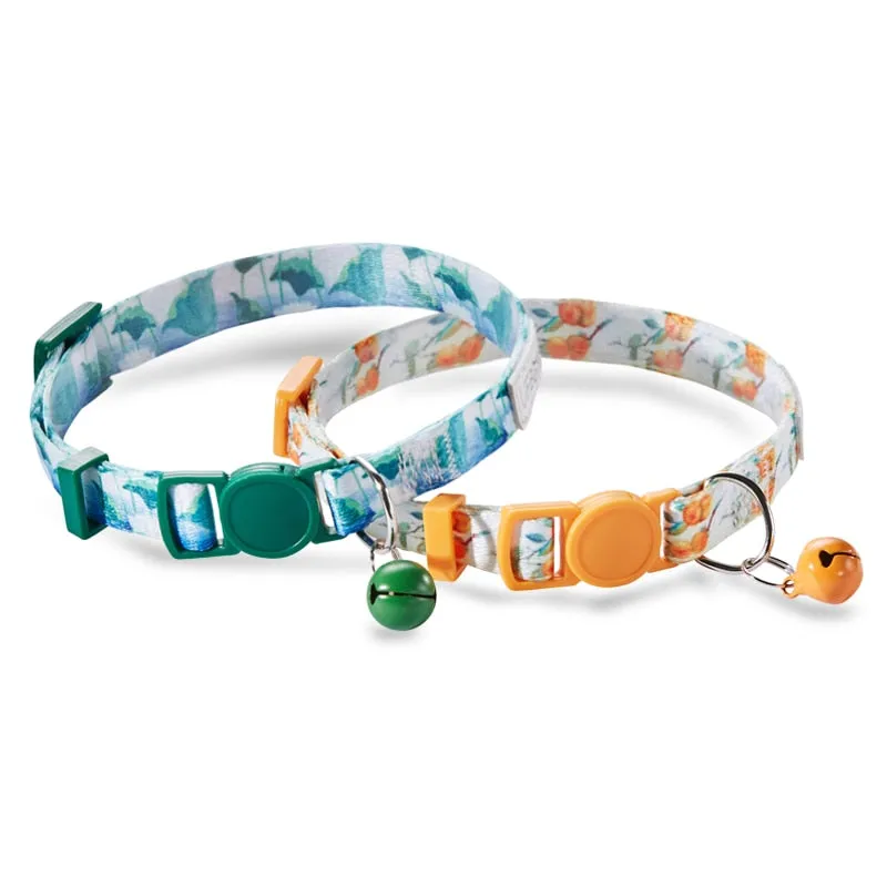 2 Pack Cat Collar with Bell Adjustable for Puppy Kittens Necklace Cat Accessories Collar