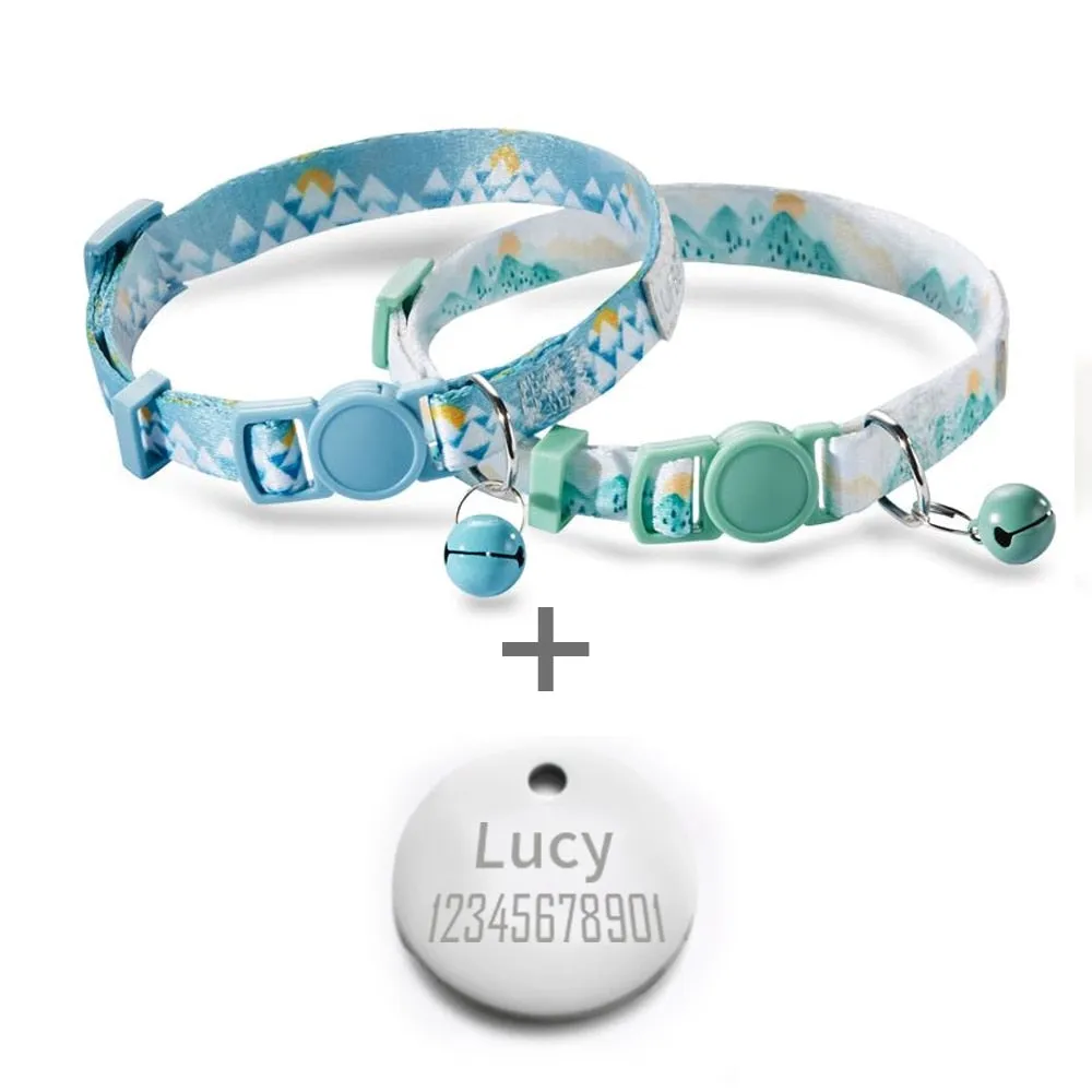 2 Pack Cat Collar with Bell Adjustable for Puppy Kittens Necklace Cat Accessories Collar