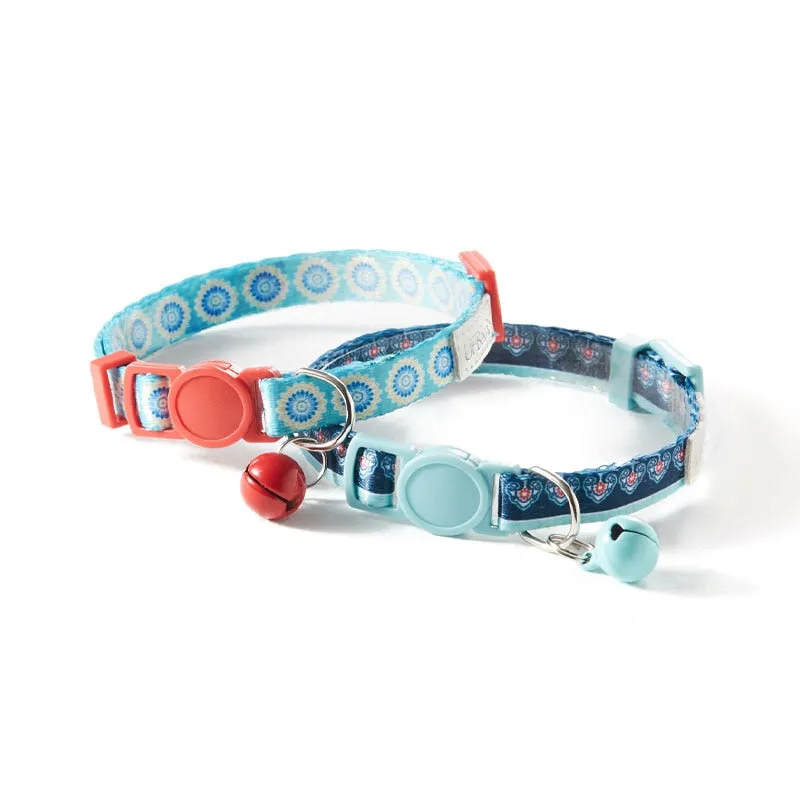 2 Pack Cat Collar with Bell Adjustable for Puppy Kittens Necklace Cat Accessories Collar