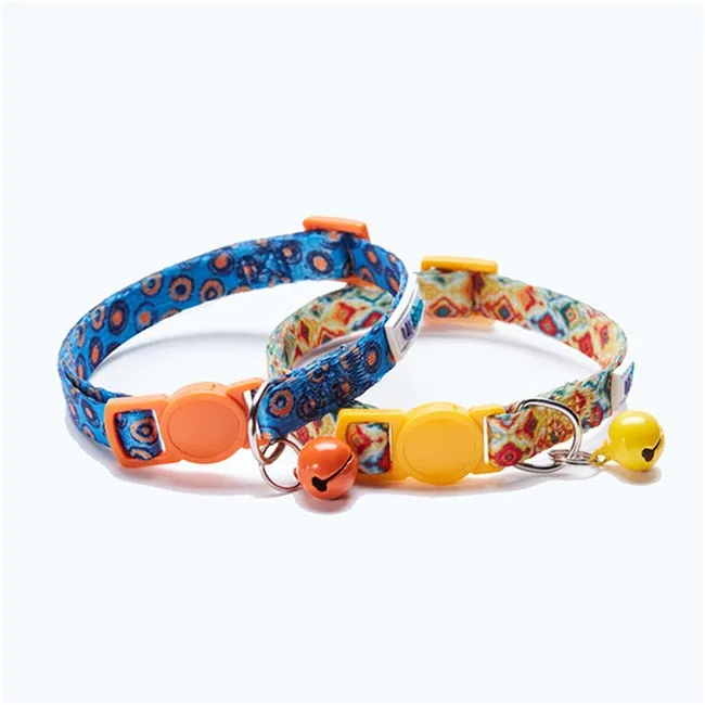 2 Pack Cat Collar with Bell Adjustable for Puppy Kittens Necklace Cat Accessories Collar