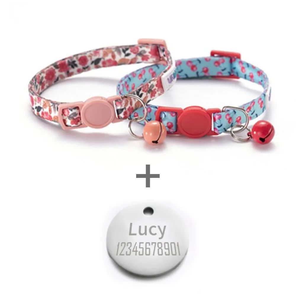 2 Pack Cat Collar with Bell Adjustable for Puppy Kittens Necklace Cat Accessories Collar