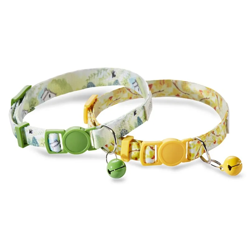 2 Pack Cat Collar with Bell Adjustable for Puppy Kittens Necklace Cat Accessories Collar