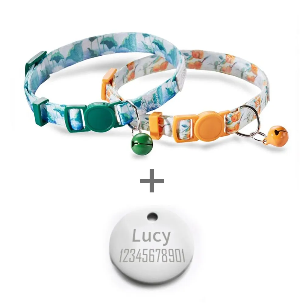 2 Pack Cat Collar with Bell Adjustable for Puppy Kittens Necklace Cat Accessories Collar