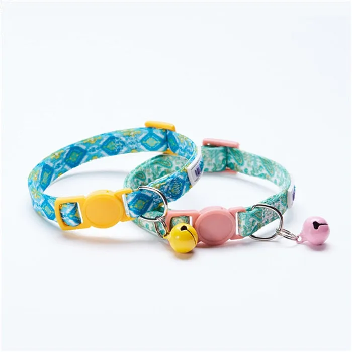 2 Pack Cat Collar with Bell Adjustable for Puppy Kittens Necklace Cat Accessories Collar