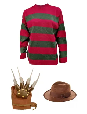 3-Piece Men's Red and Green Knitted Jumper Set