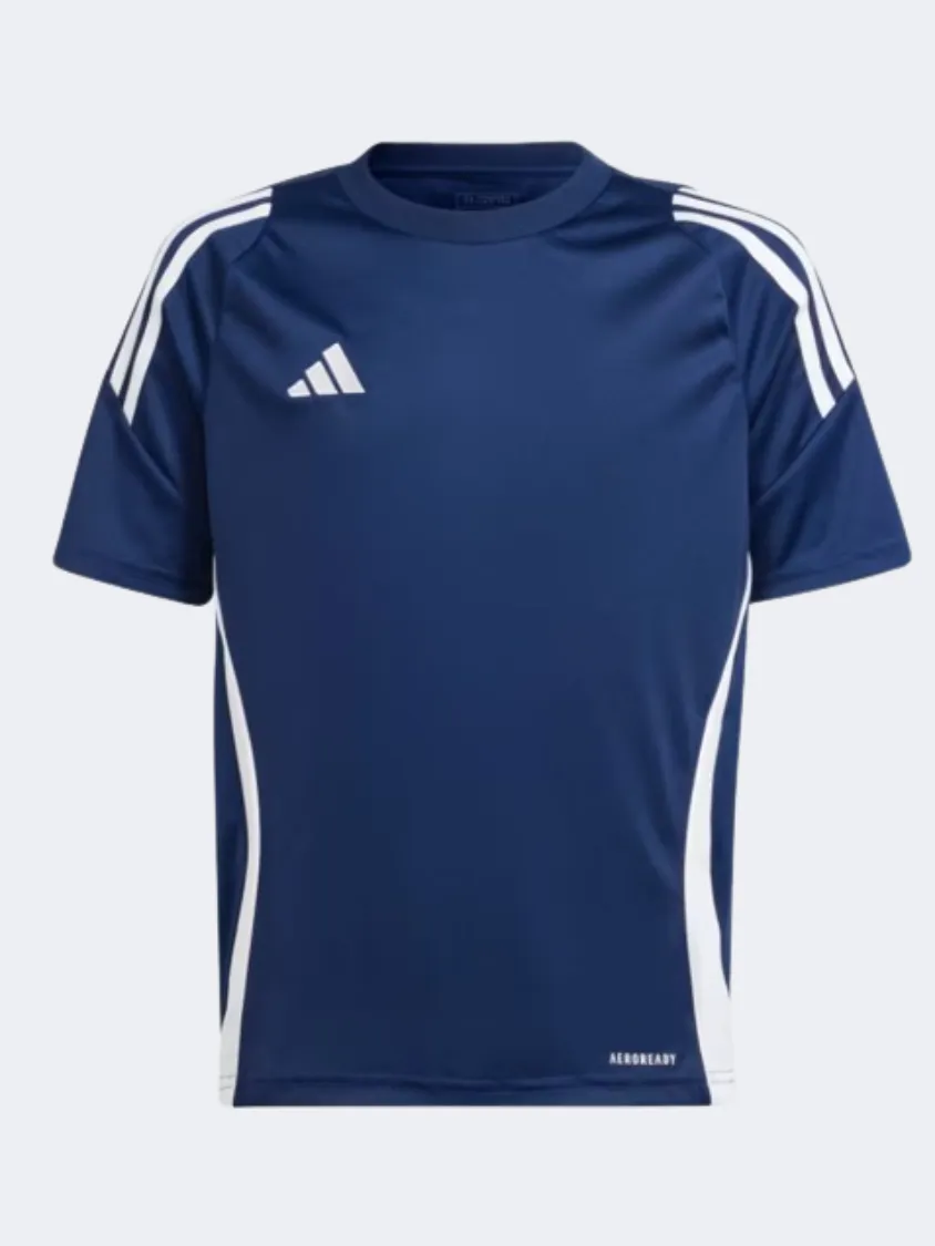 Adidas Tiro 24 Boys Football T-Shirt Navy Blue/White