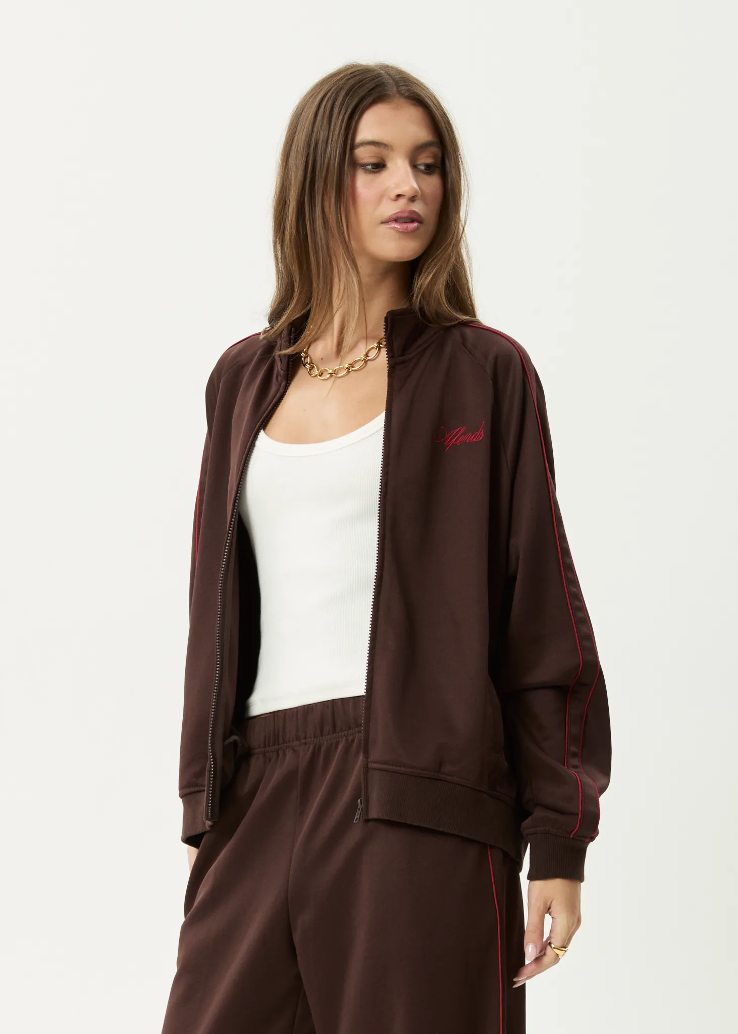 AFENDS Womens Avenue -  Track Jacket - Coffee
