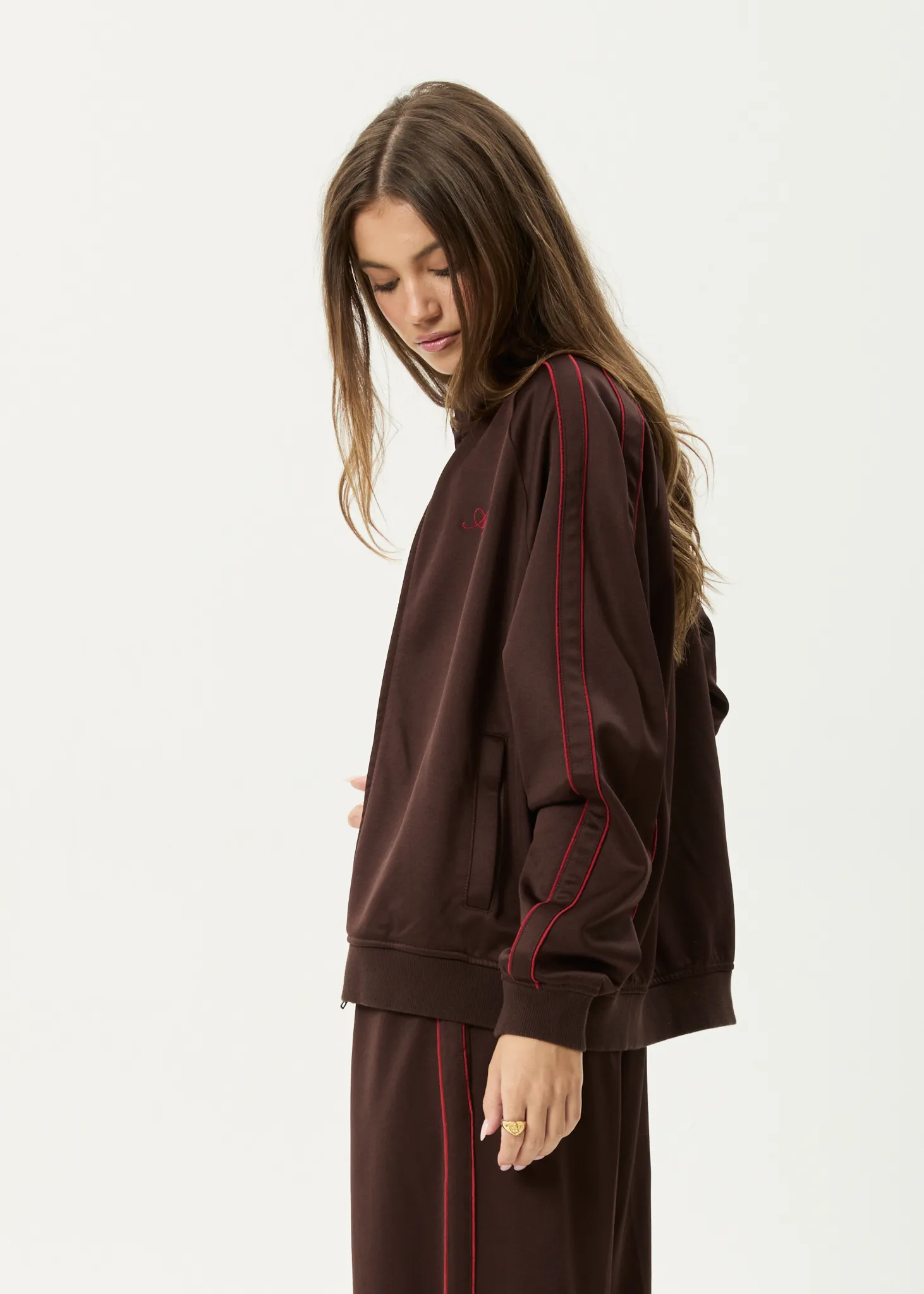 AFENDS Womens Avenue -  Track Jacket - Coffee