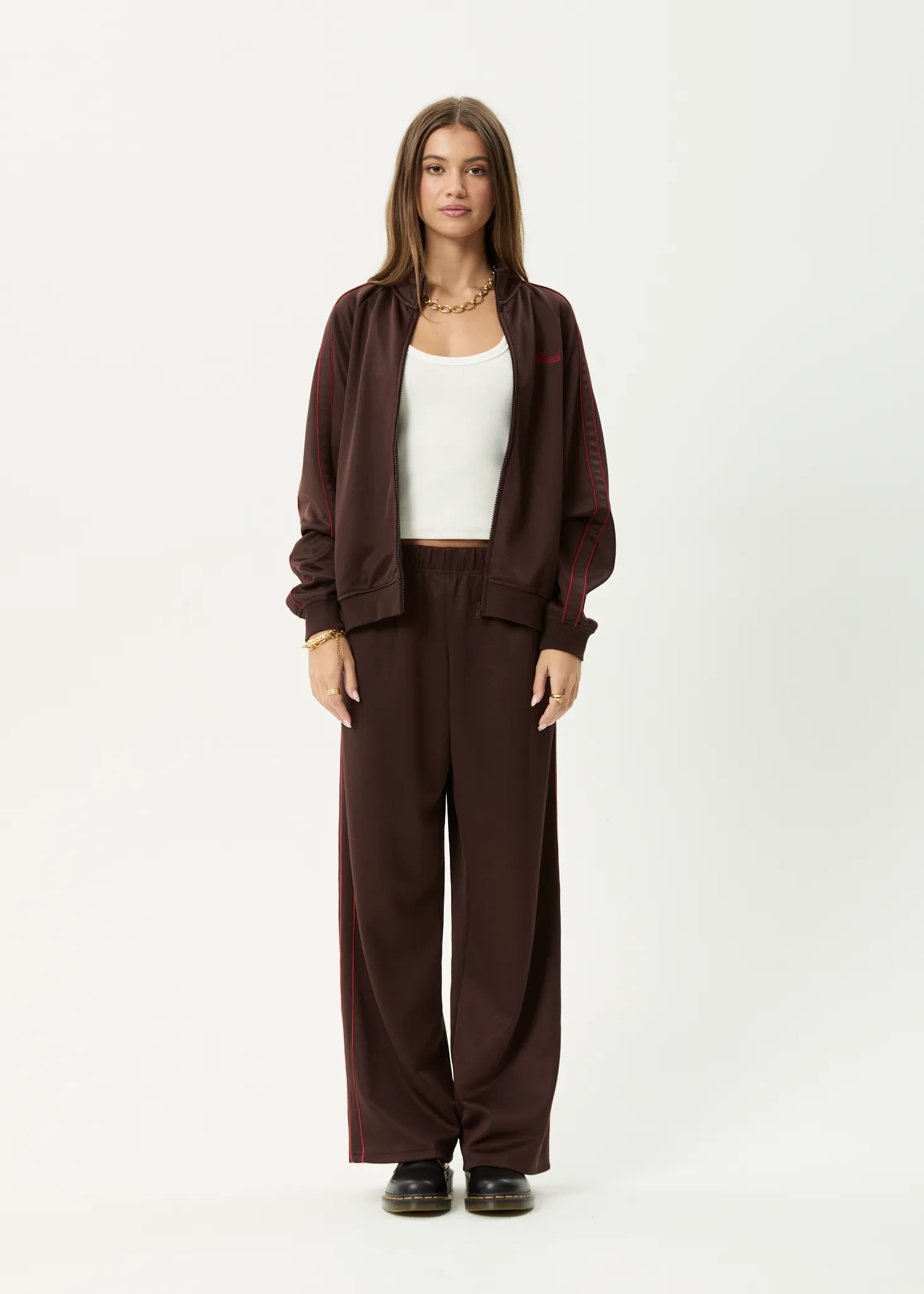 AFENDS Womens Avenue -  Track Jacket - Coffee