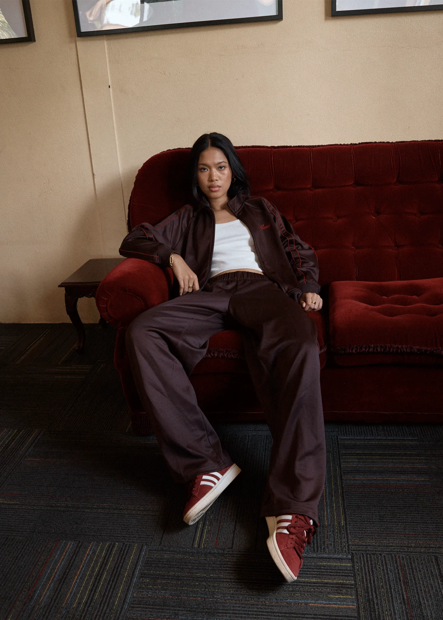 AFENDS Womens Avenue -  Track Jacket - Coffee