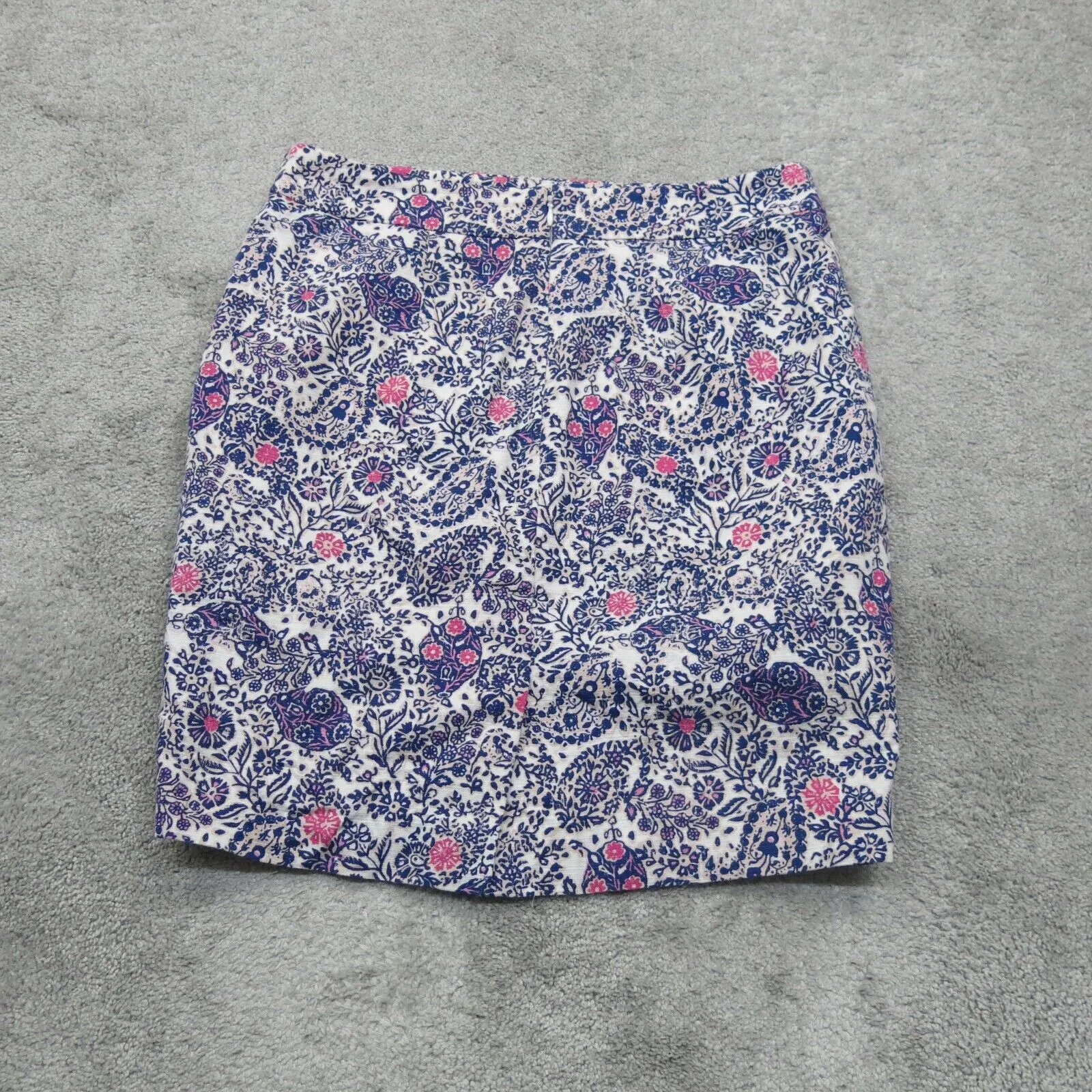 ANN Taylor Womens Straight & Pencil Skirt Floral White Blue Purple SZ 6 Petites
