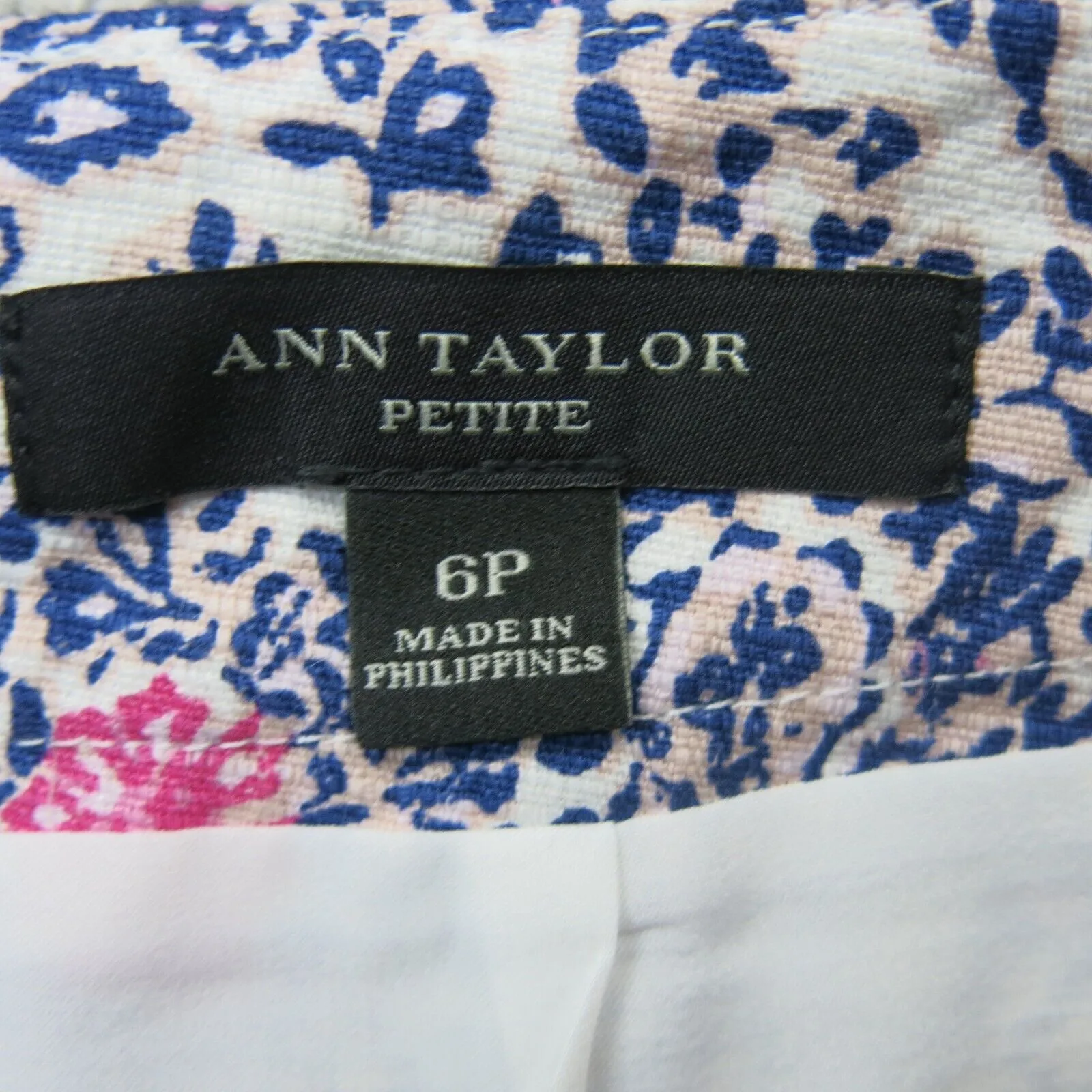 ANN Taylor Womens Straight & Pencil Skirt Floral White Blue Purple SZ 6 Petites