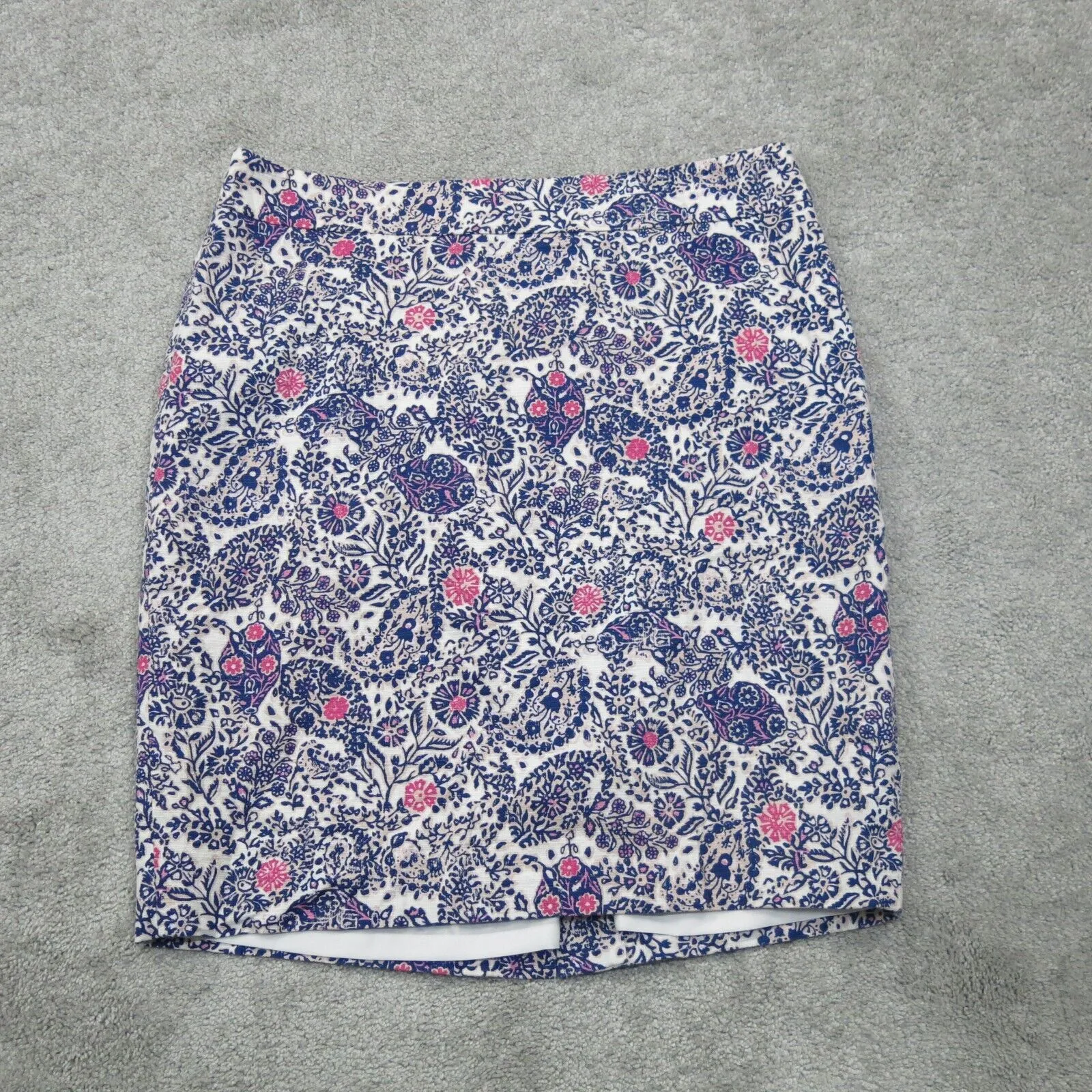 ANN Taylor Womens Straight & Pencil Skirt Floral White Blue Purple SZ 6 Petites