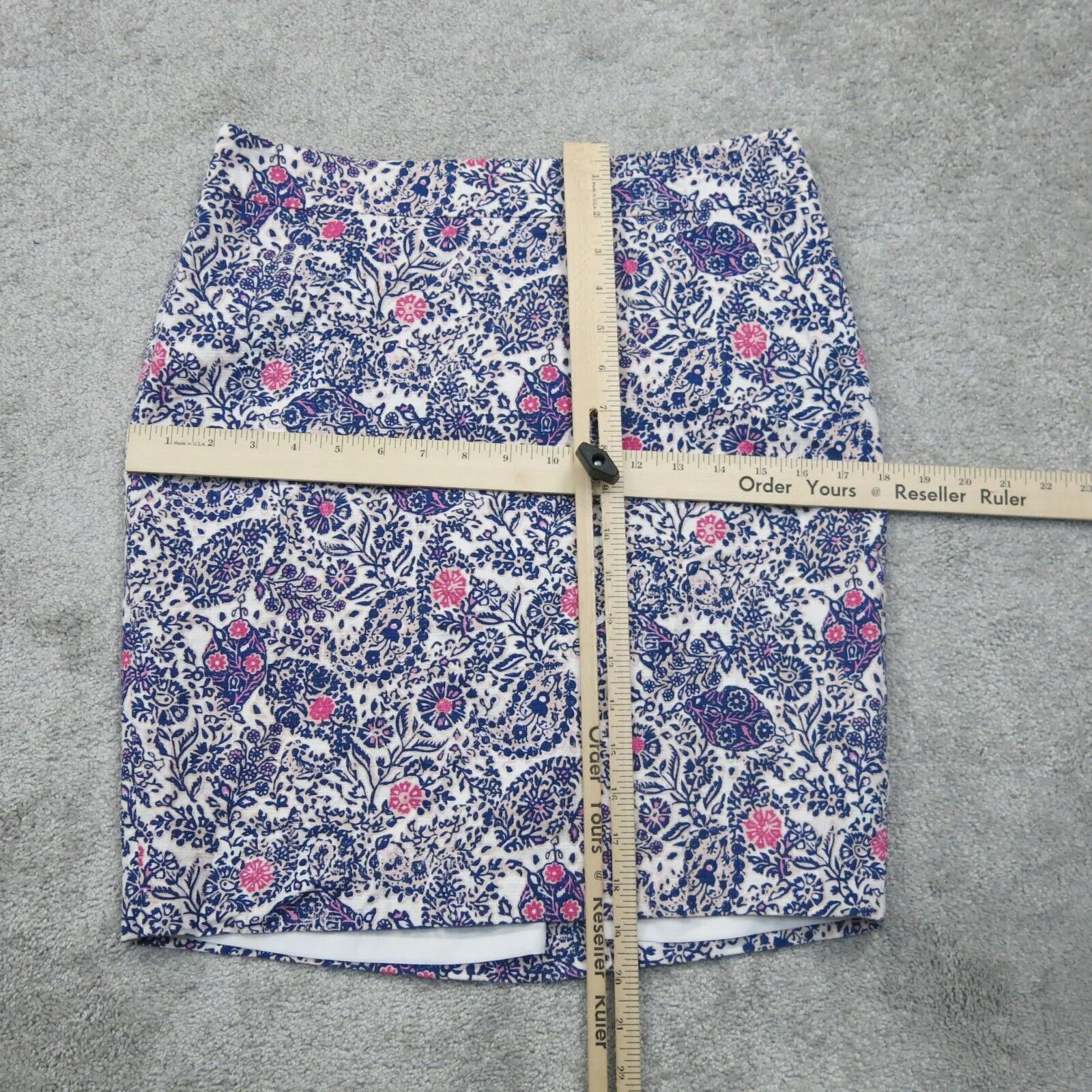 ANN Taylor Womens Straight & Pencil Skirt Floral White Blue Purple SZ 6 Petites