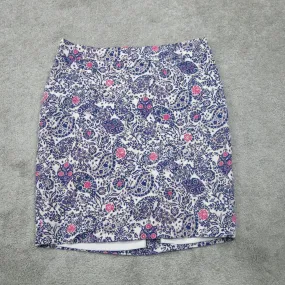 ANN Taylor Womens Straight & Pencil Skirt Floral White Blue Purple SZ 6 Petites
