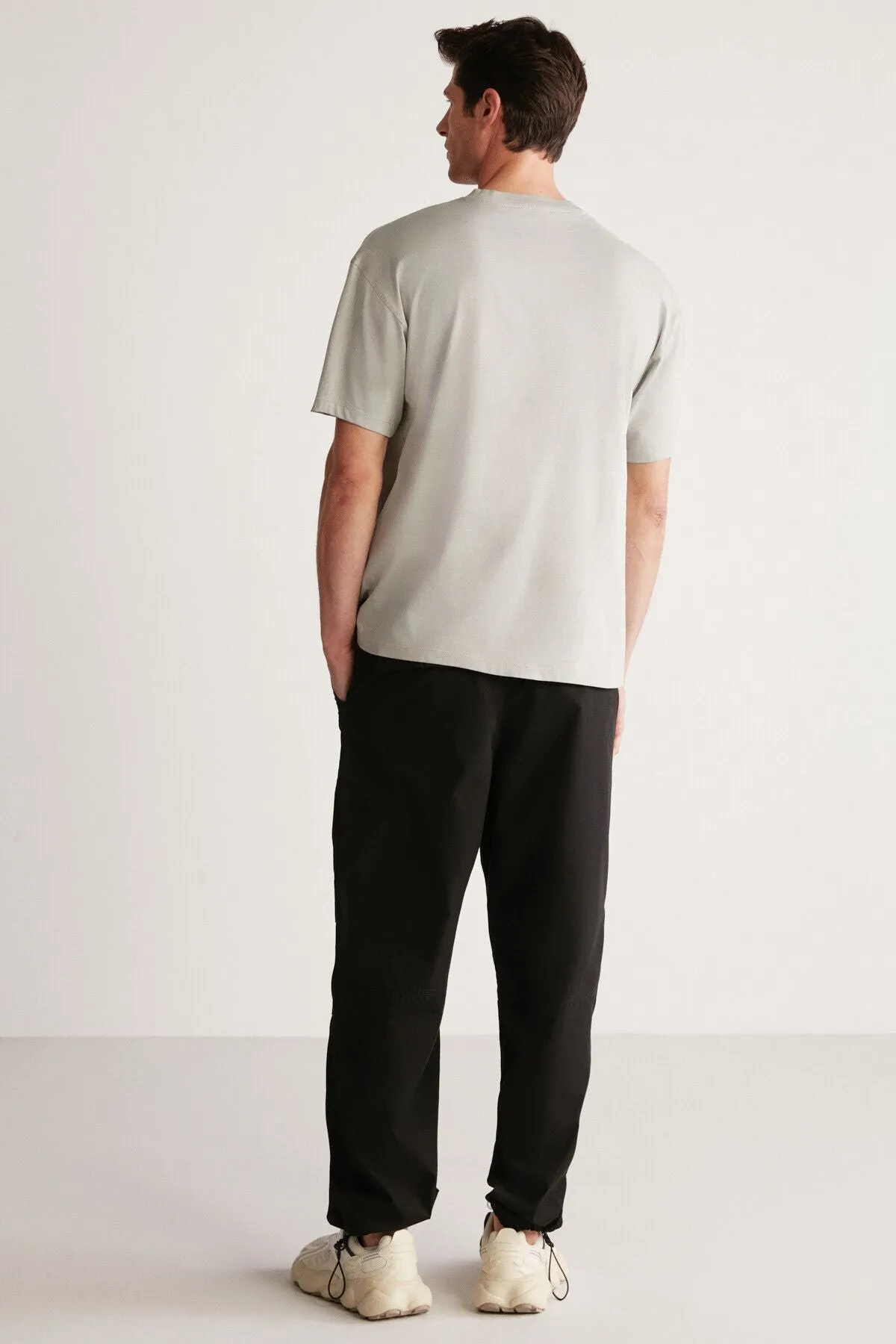 Bastian Men's Oversize Fit 100 %Cotton Thick textured printed gray t-shirt