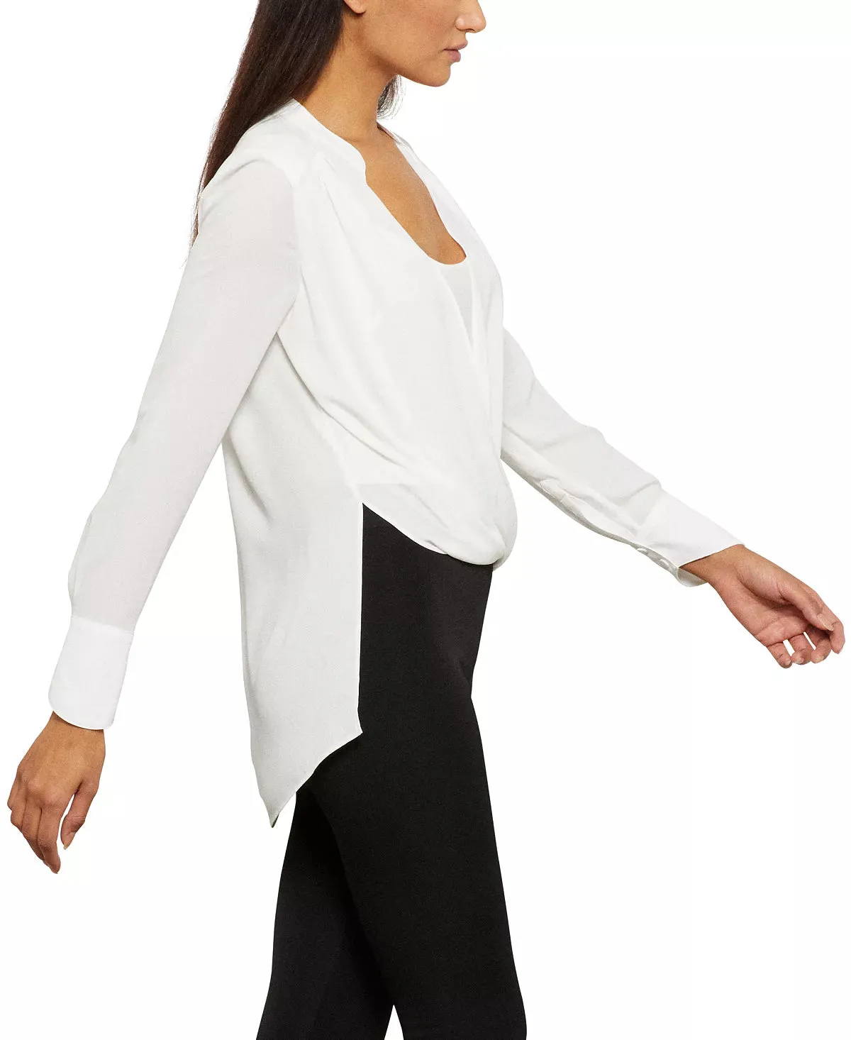 BCBGMAXAZRIA Drape-Front Blouse