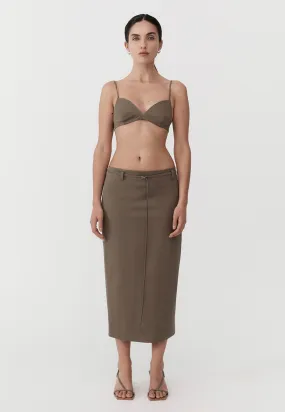 Belted Pencil Skirt - Kelp