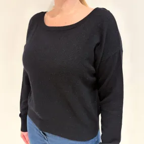 Black Bow Detail Designer Cashmere Crew Neck Jumper Large
