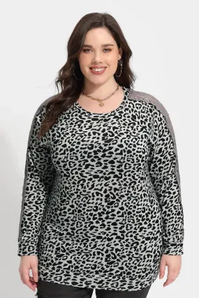 Black Leopard Crewneck Long Sleeve Shirt