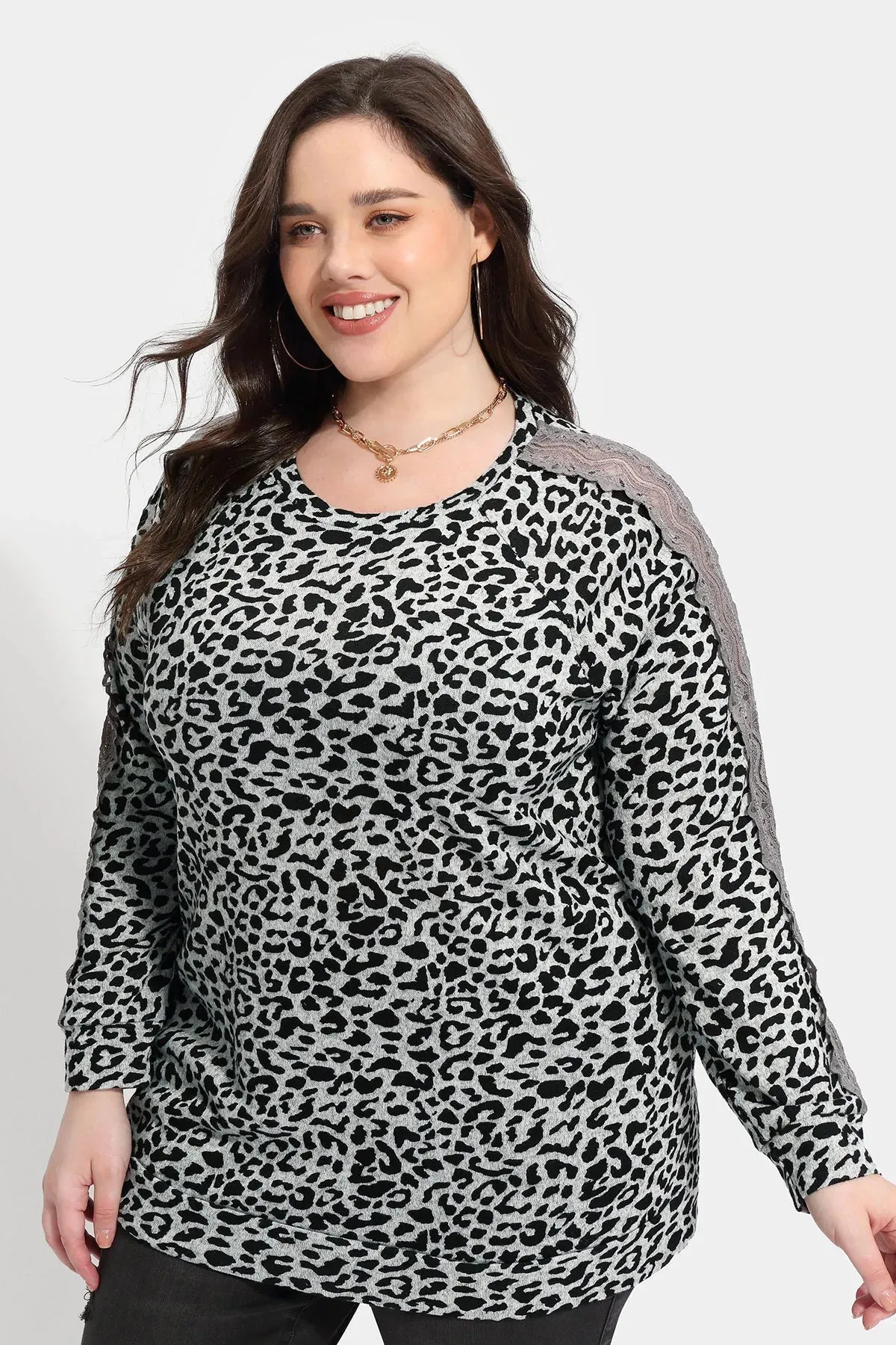 Black Leopard Crewneck Long Sleeve Shirt