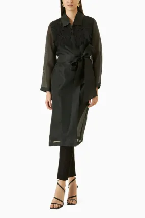 Black Organza Trench Coat