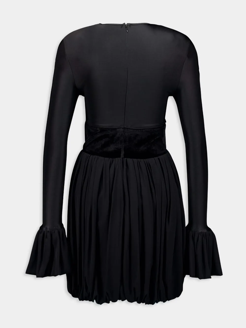 Black Panelled Flared Mini Dress