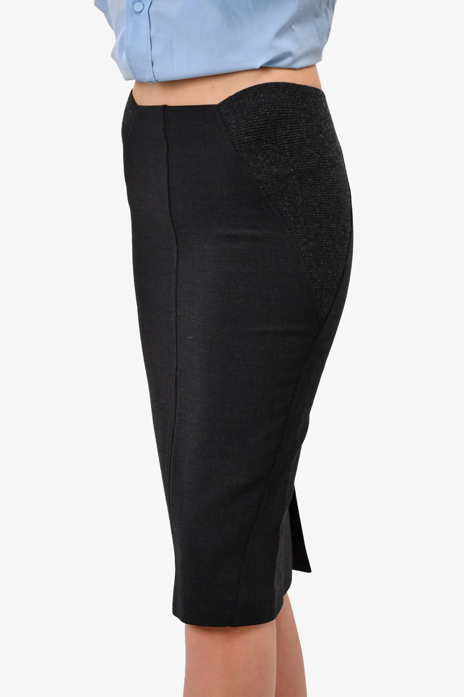 Brunello Cucinelli Grey Wool/Knit Pencil Skirt Size 4