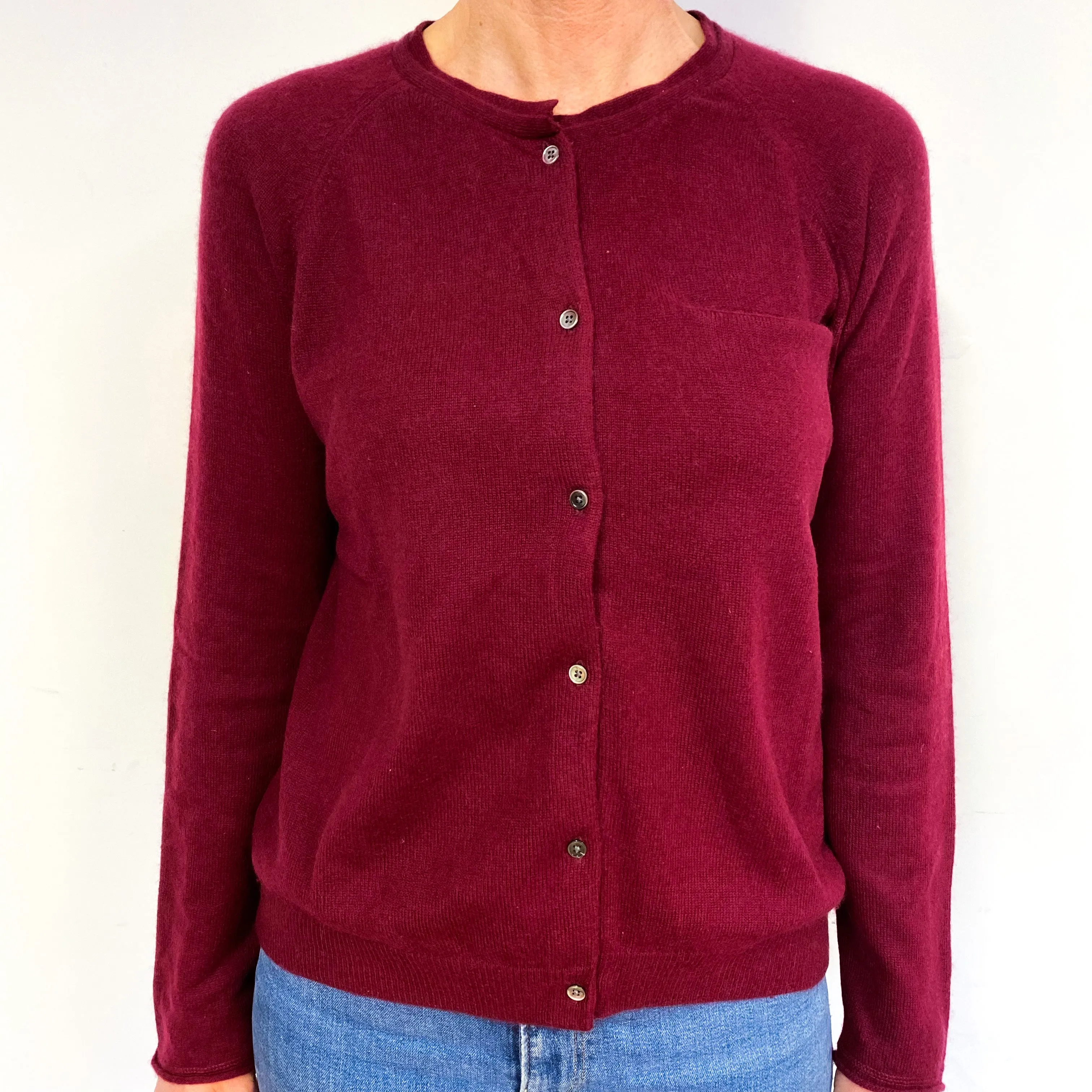 Burgundy Red Cashmere Cardigan Medium