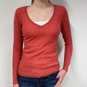 Burnt Orange Cashmere V-Neck Jumper Extra Small