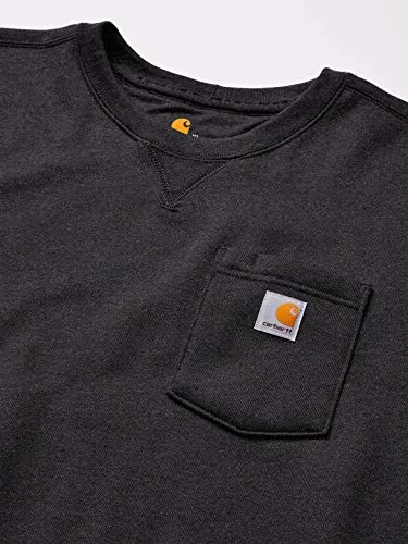 Carhartt Men's Crewneck Pocket Sweatshirt (Regular and Big & Tall Sizes), Carbon Heather, Large