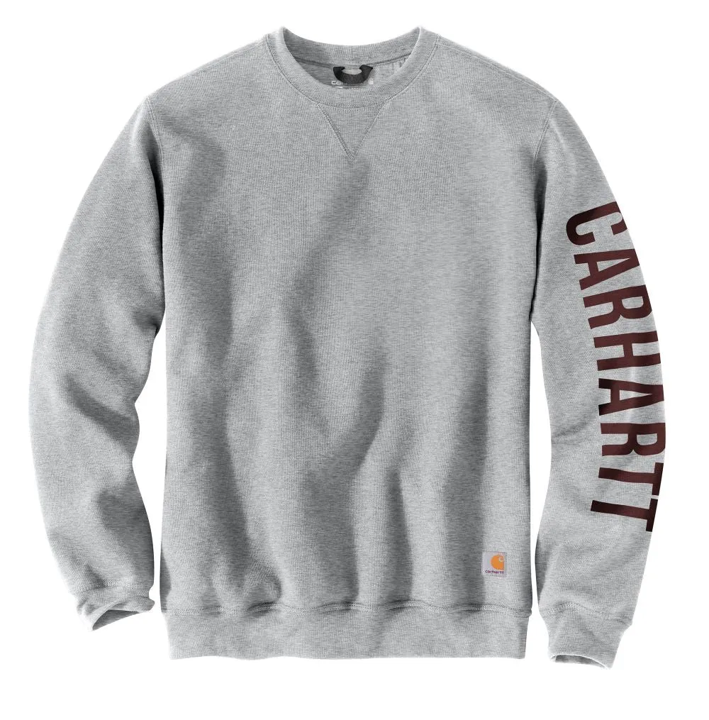 'Carhartt' Men's Midweight Logo Sleeve Crewneck Sweatshirt - Heather Grey