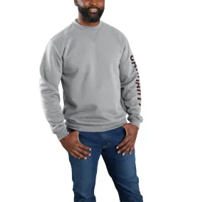 'Carhartt' Men's Midweight Logo Sleeve Crewneck Sweatshirt - Heather Grey