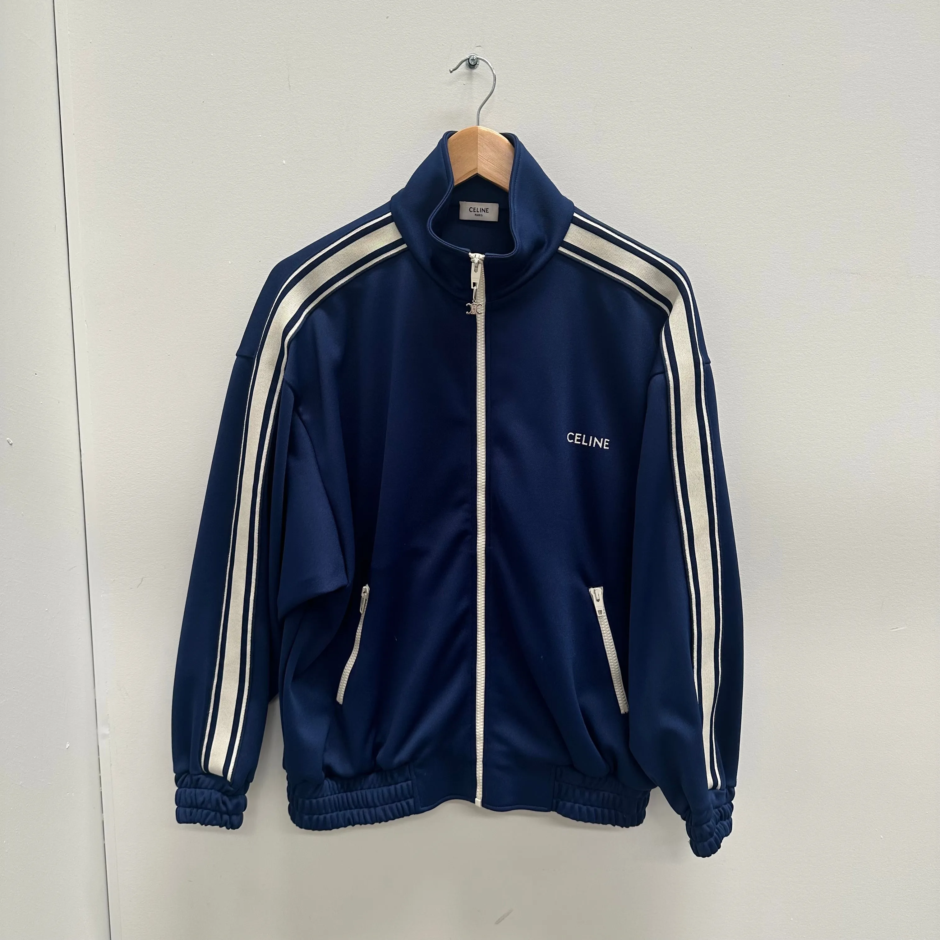 Celine Logo Navy Blue Track Jacket (Size M)