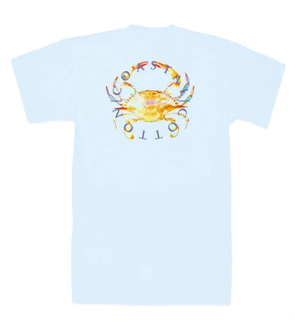 Coastal Cotton: Sky Blue Crab Short Sleeve Tee