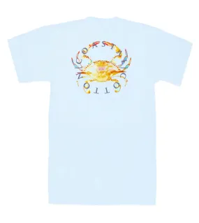 Coastal Cotton: Sky Blue Crab Short Sleeve Tee