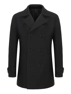 Coatify - Heren Klassieke Peacoat van Wolmix met Dubbelknoopsluiting