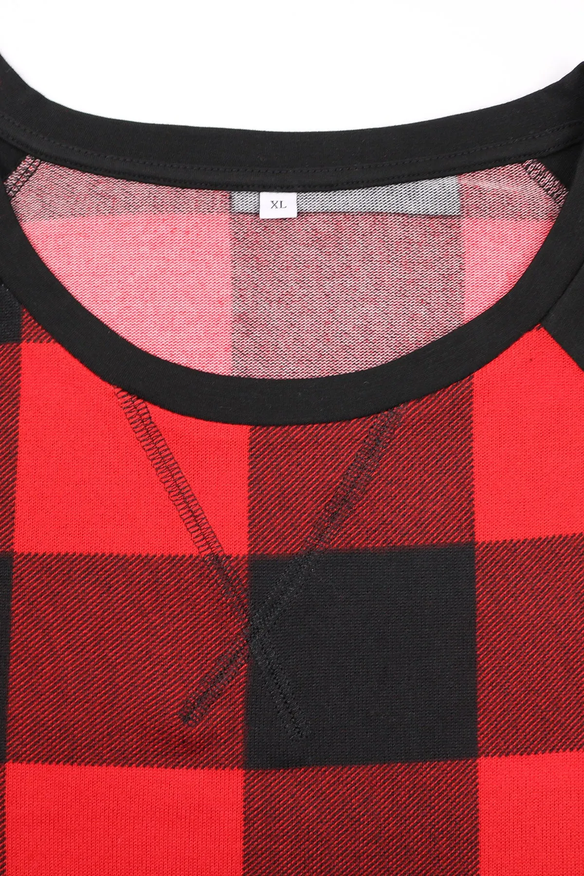 Colorblock Plaid Crewneck Long Sleeve Shirt
