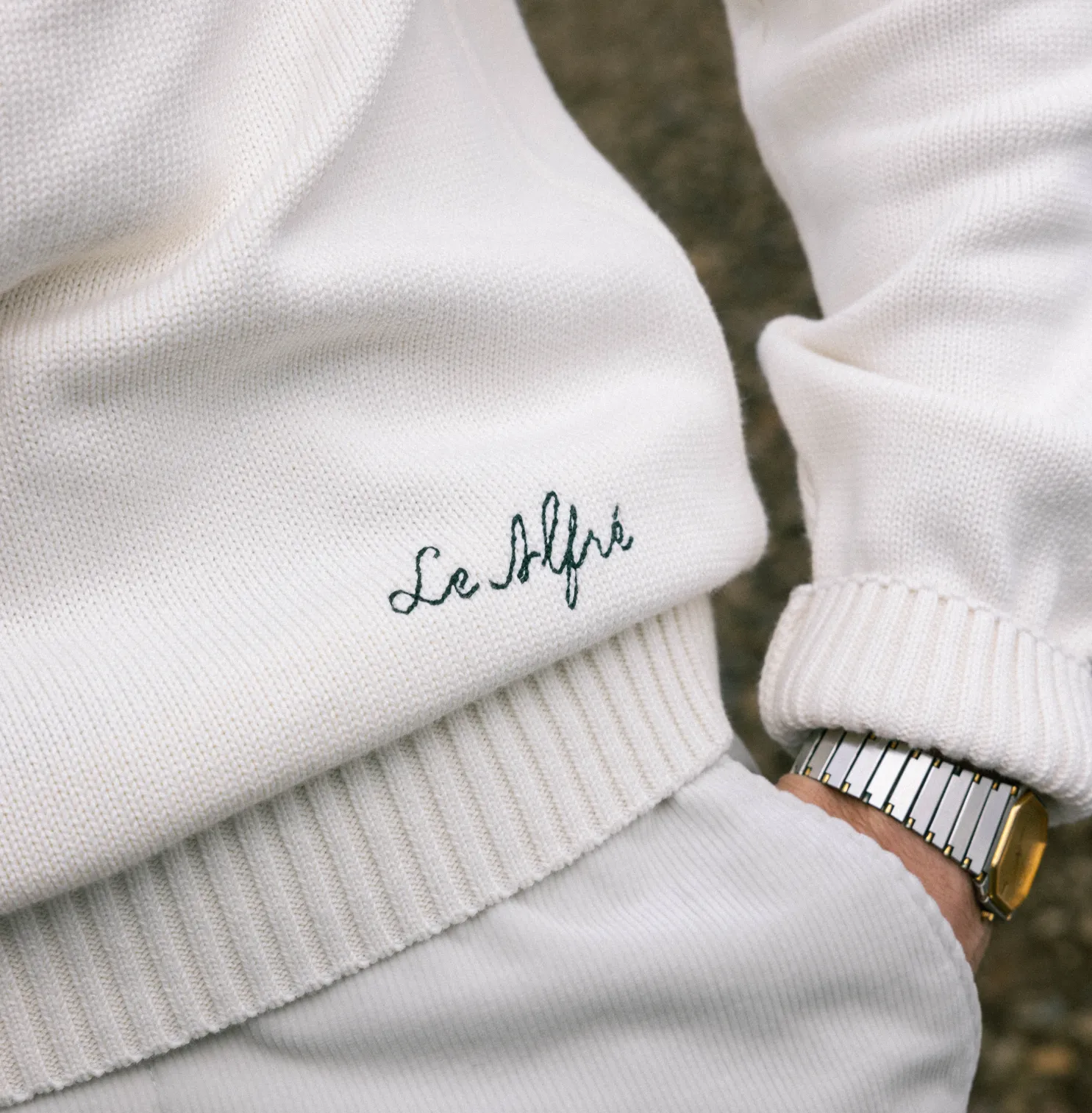 Cotton Crewneck Cream Sweater