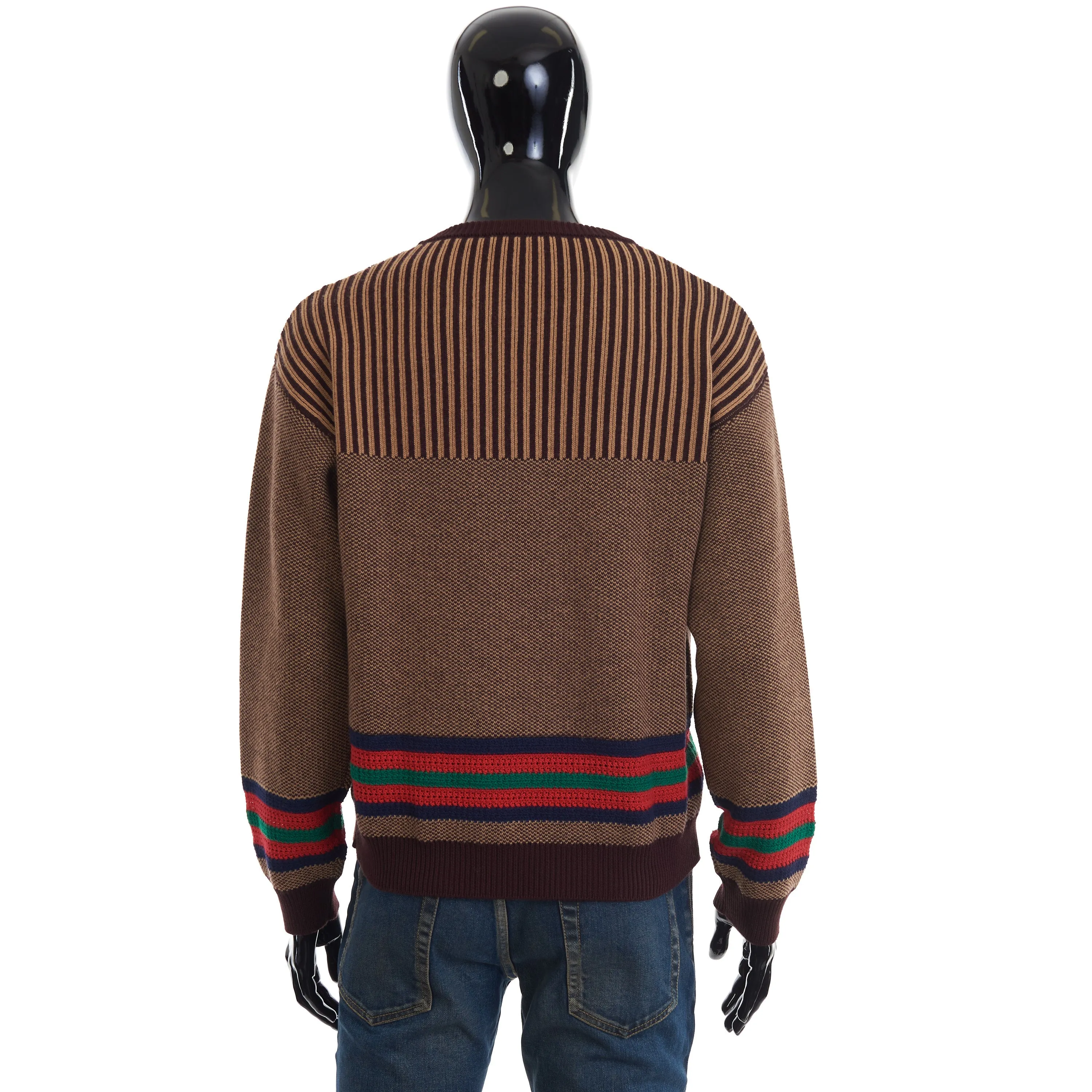 Cotton Wool Jumper With GG In Brown And Camel