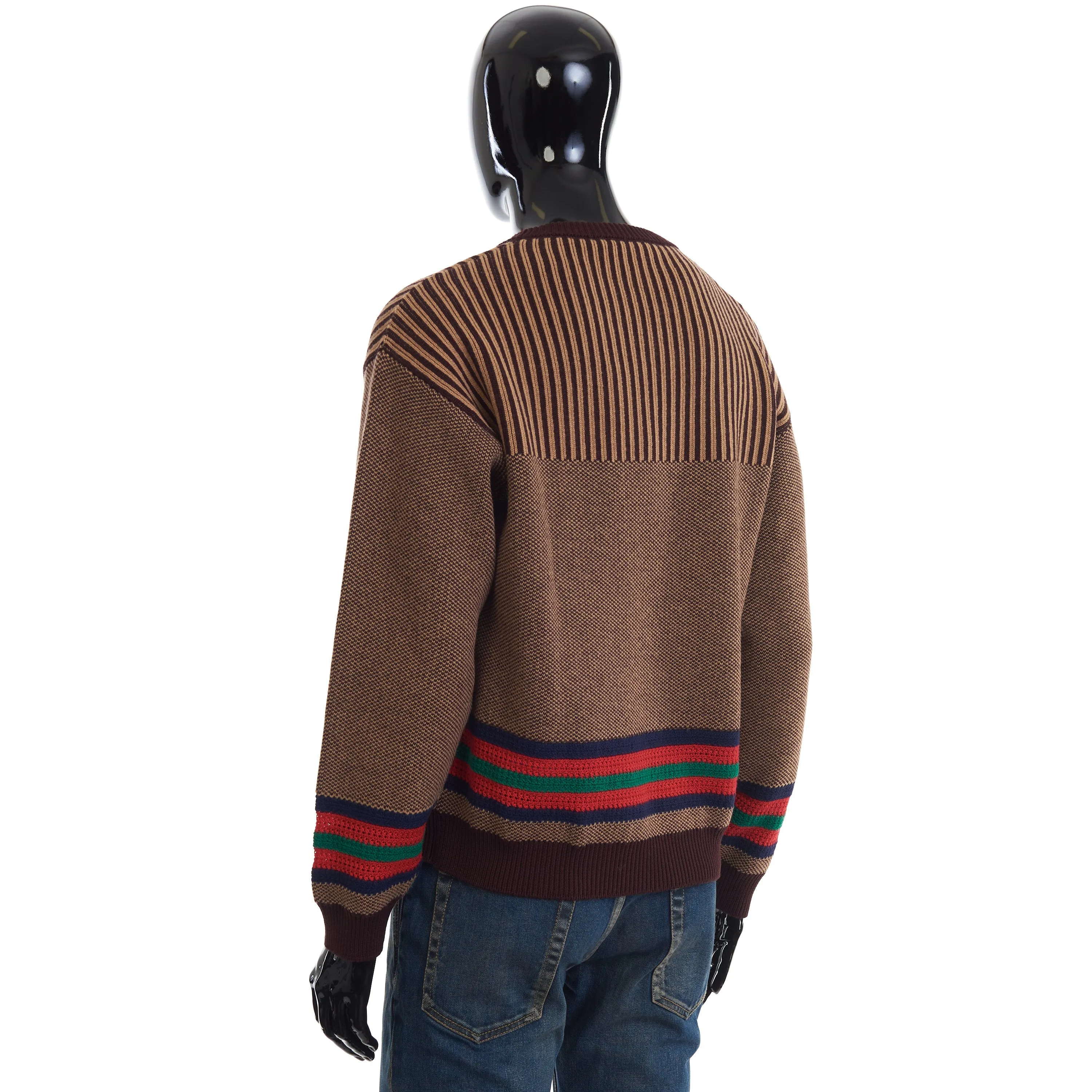 Cotton Wool Jumper With GG In Brown And Camel