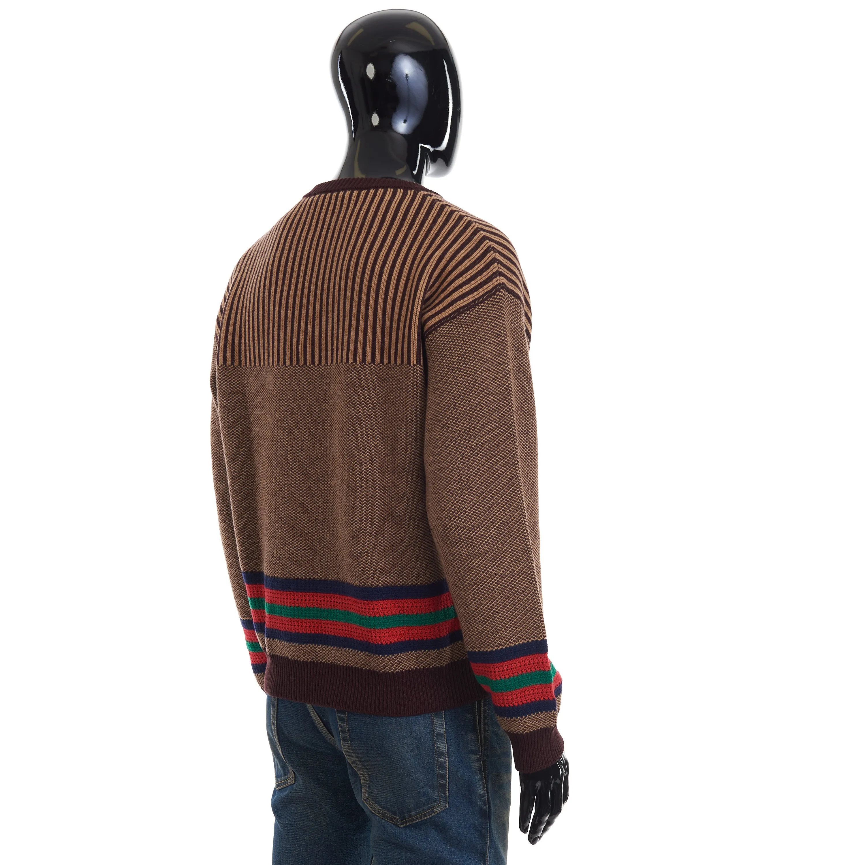 Cotton Wool Jumper With GG In Brown And Camel