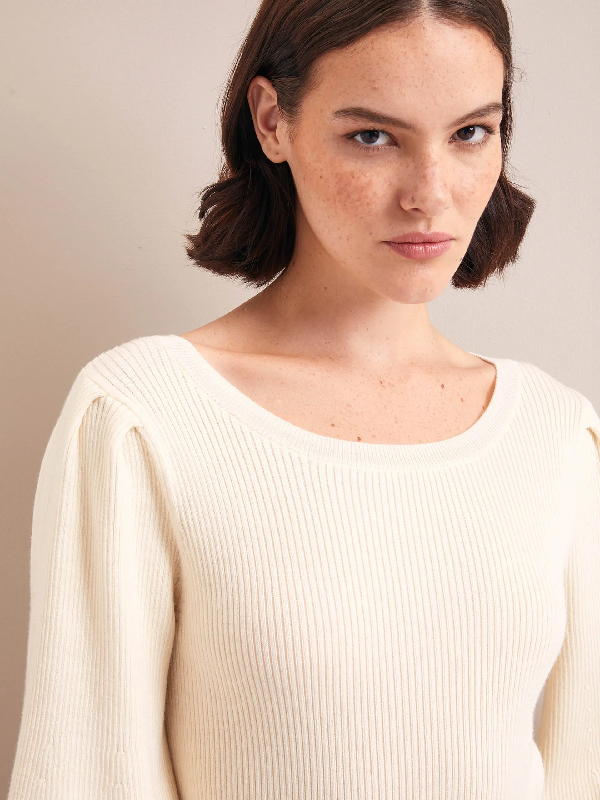 Cream Eva wool boat neck jumper