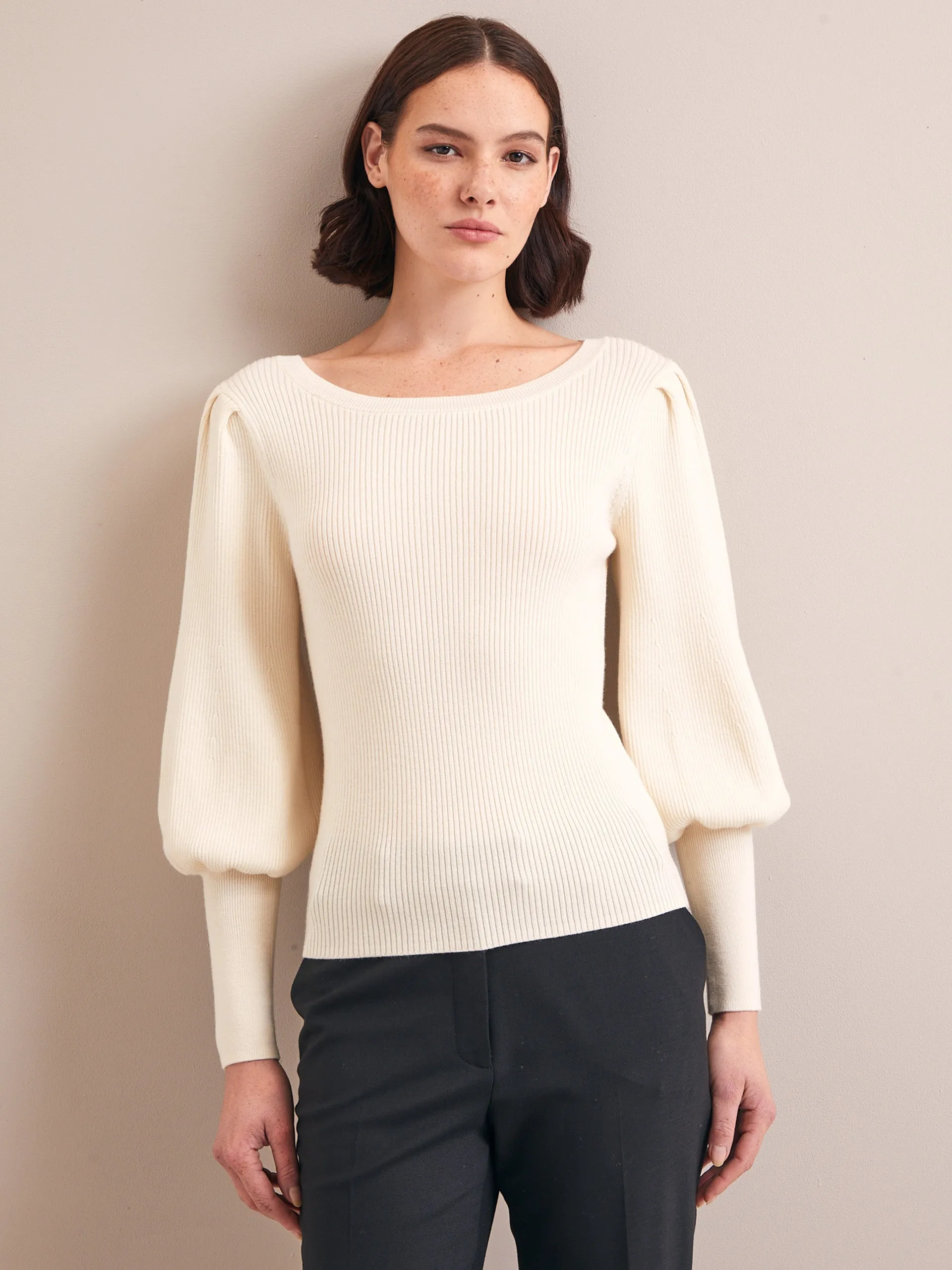 Cream Eva wool boat neck jumper