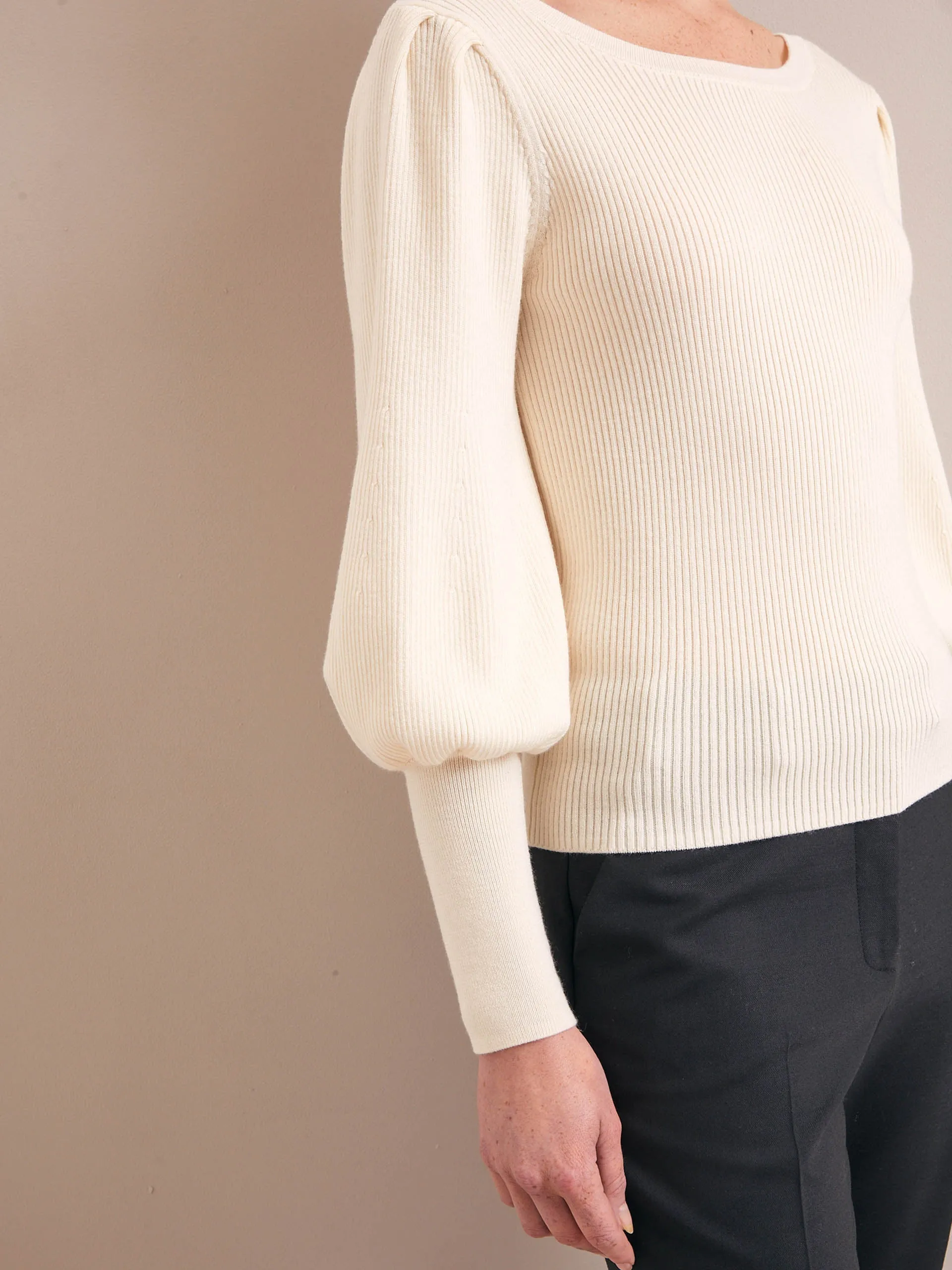 Cream Eva wool boat neck jumper