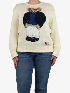 Cream Polo Bear crewneck jumper - size M