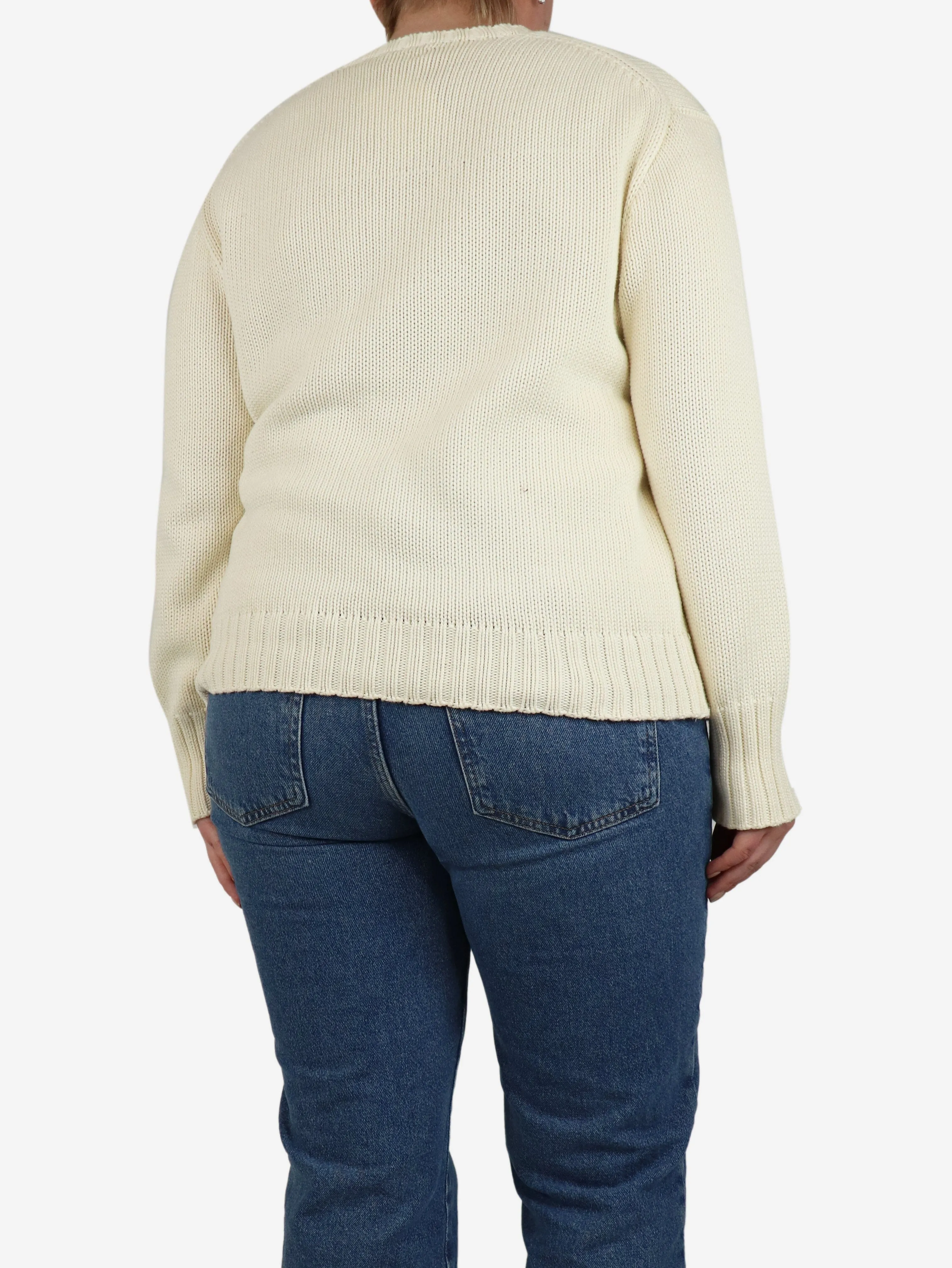 Cream Polo Bear crewneck jumper - size M