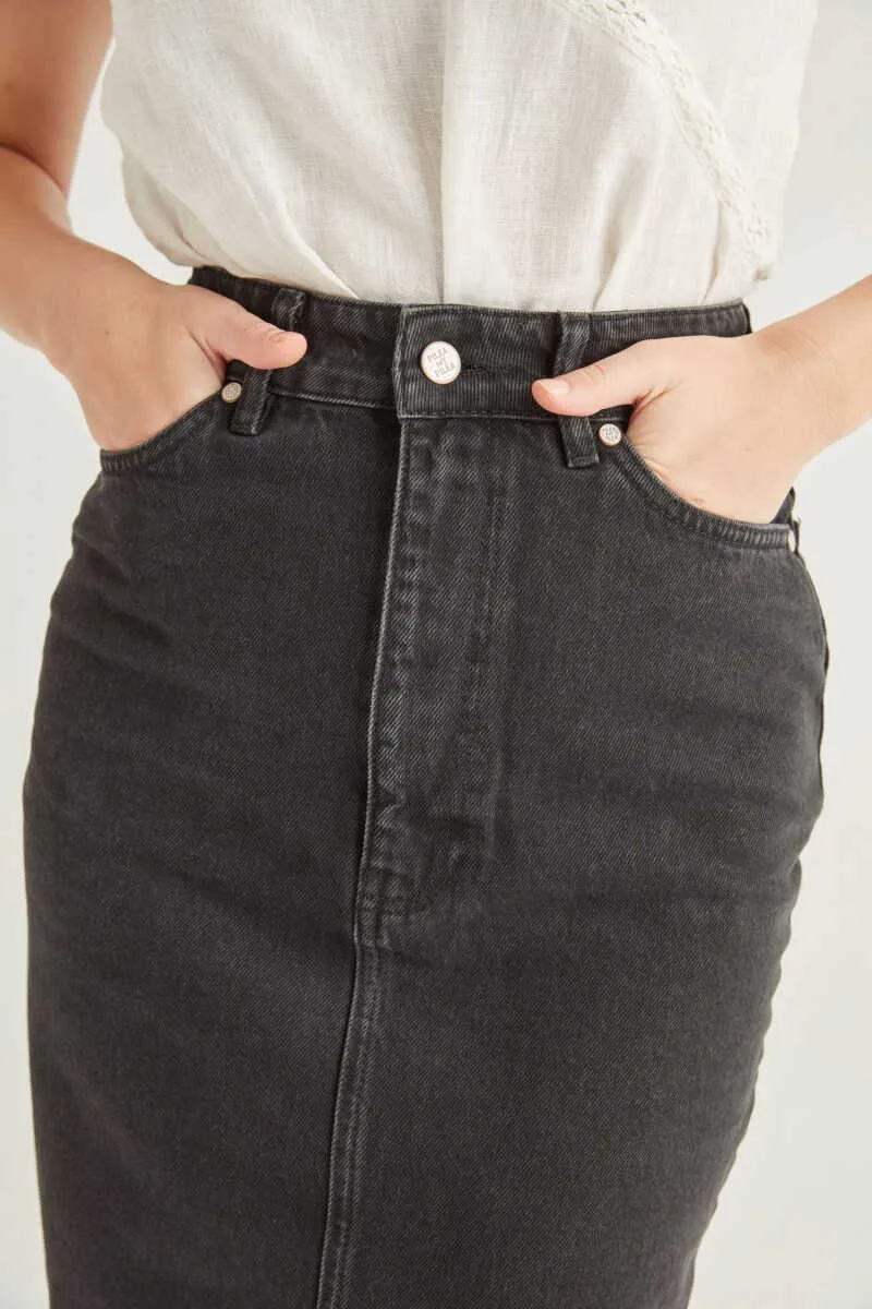 Daisy Black Denim Skirt